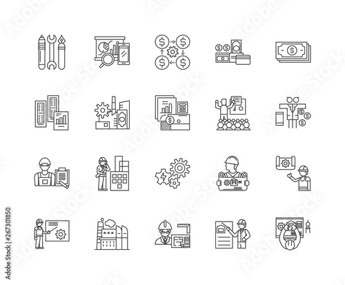 Erp line icons, linear signs, vector set, outline concept illustration
