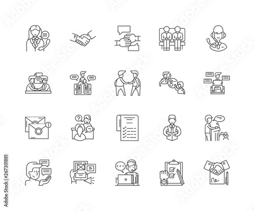 Etiquette line icons, linear signs, vector set, outline concept illustration
