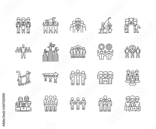 Executive team line icons, linear signs, vector set, outline concept illustration