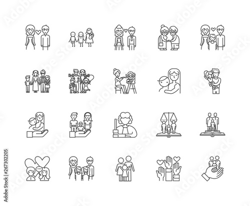 Family centres line icons, linear signs, vector set, outline concept illustration