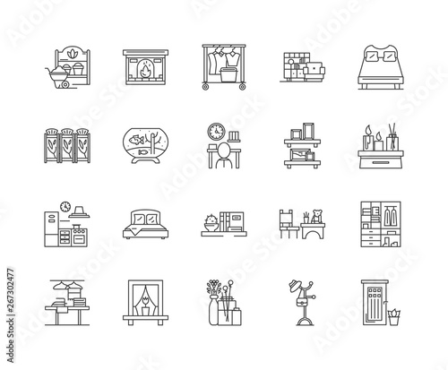 Feng shui line icons, linear signs, vector set, outline concept illustration