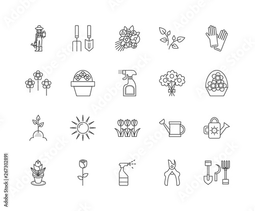 Floristry courses line icons, linear signs, vector set, outline concept illustration