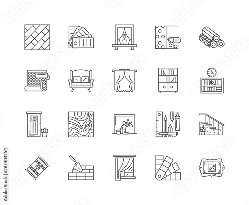 Furniture refinishing line icons, linear signs, vector set, outline concept illustration