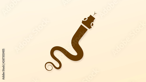 Snake silhouette illustration. Black serpent isolated background. Vector