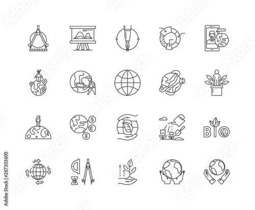 Geodesy line icons, linear signs, vector set, outline concept illustration