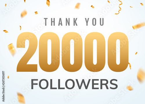 Thank you 20000 followers design template social network number anniversary. Social users golden number friends thousand celebration
