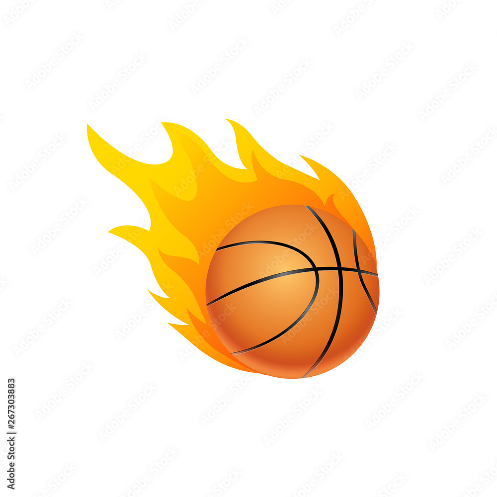 Basketball ball in fire flame. Basketball fireball cartoon icon. Fast ball  logo in motion isolated Stock-Vektorgrafik | Adobe Stock