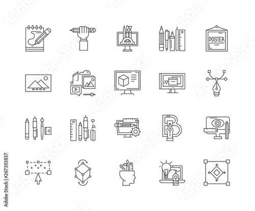 Graphic designers line icons, linear signs, vector set, outline concept illustration