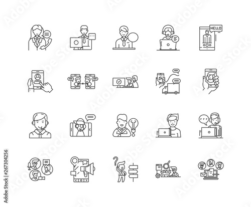 Helpdesk line icons, linear signs, vector set, outline concept illustration