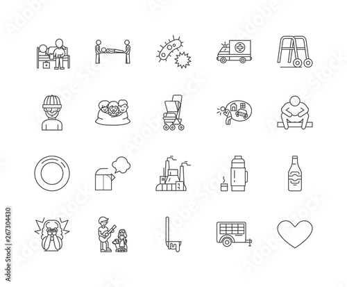 Homeless line icons, linear signs, vector set, outline concept illustration