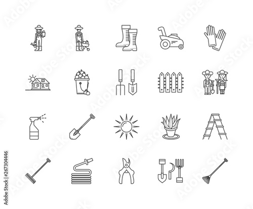 Horticulture line icons, linear signs, vector set, outline concept illustration
