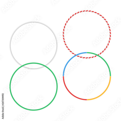 Gymnastic hoop isolated hula fitness object. Hoola circle bangle striped hulahoop