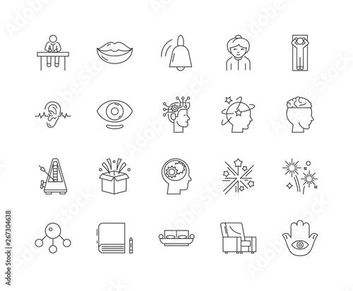 Hypnotherapy line icons, linear signs, vector set, outline concept illustration