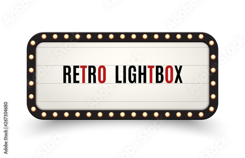 Retro lightbox billboard vintage frame. Vintage banner light box. Cinema or show signboard decoration advertise