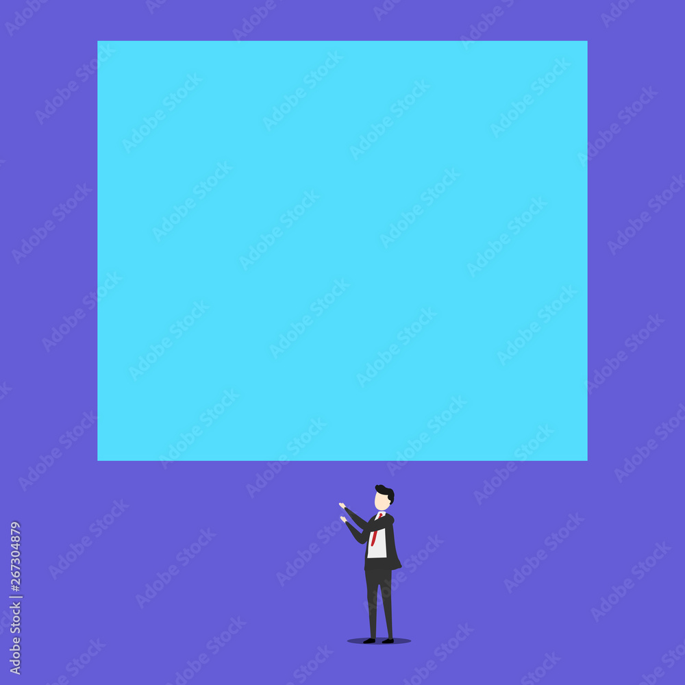 Short hair cut man stand in front audience with rectangle big blank board Design business concept Empty copy text for Web banners promotional material mock up template. Short hair cut man stand in front audience with rectangle big blank board Design business concept Empty copy text for Web banners promotional material mock up template.