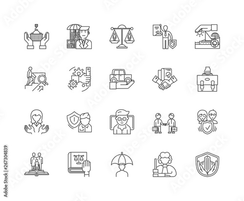 Insurance brockers line icons, linear signs, vector set, outline concept illustration photo