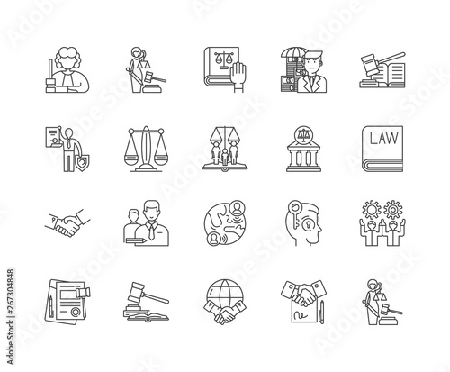 Intellectual property law line icons, linear signs, vector set, outline concept illustration