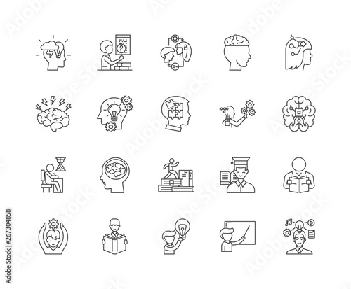 Intelligence system line icons, linear signs, vector set, outline concept illustration