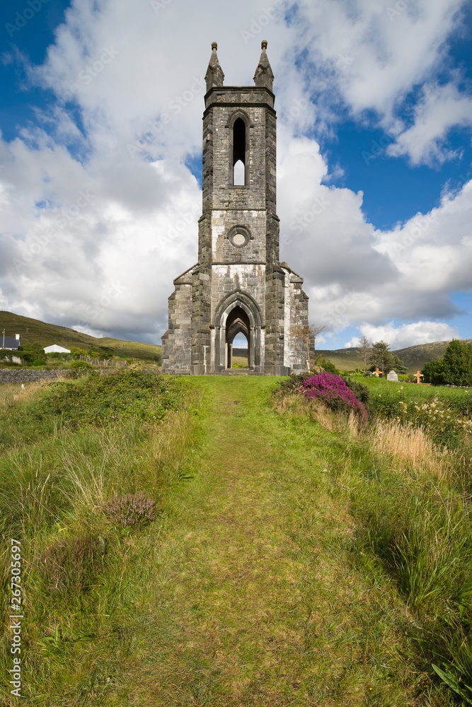Old Ruined Church at the bottom of Mount Errigal near the poisoned Glen, Donegal, Ireland