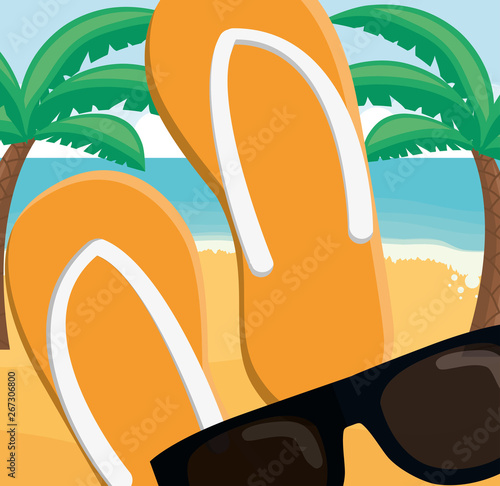 flip flops and sunglasses vacations icons