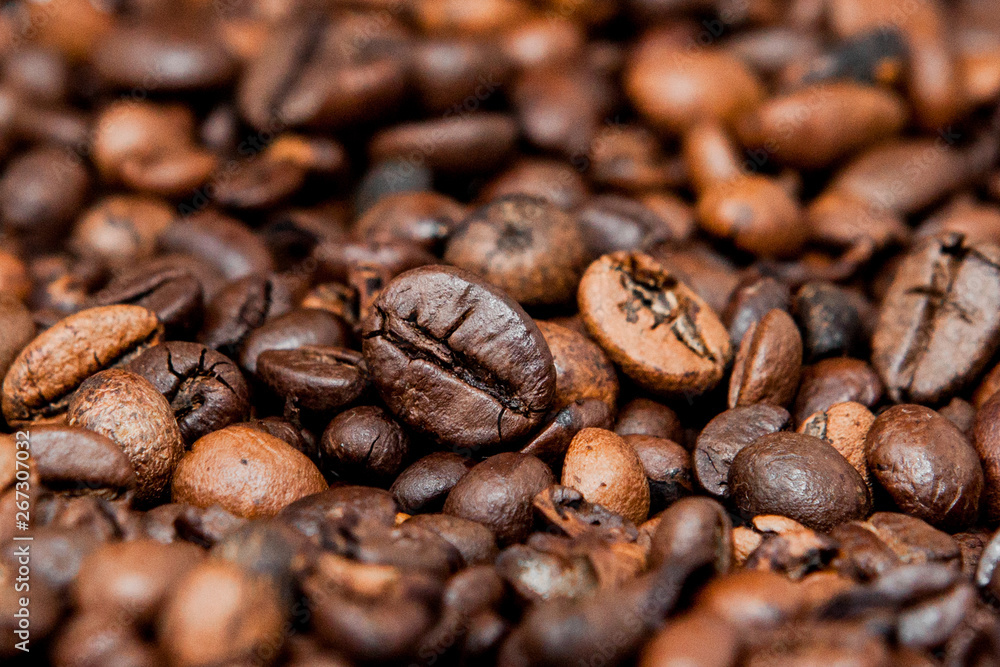 Mixture of different kinds of coffee beans. Coffee Background Mixture of different kinds of coffee beans. Coffee Background