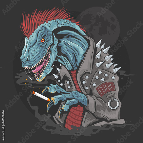 Dinosaur Punk Raptor t-rex element vector