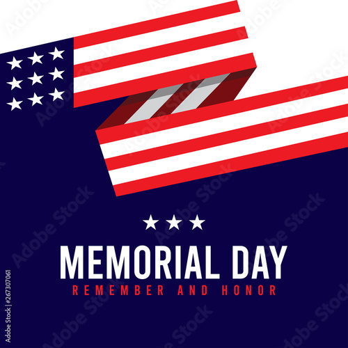 Happy Memorial Day. Remember and honor with united states of america flag, Vector illustration.