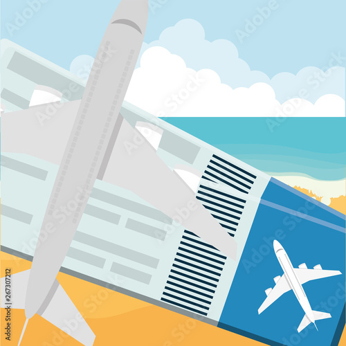 air plane with tickets flight