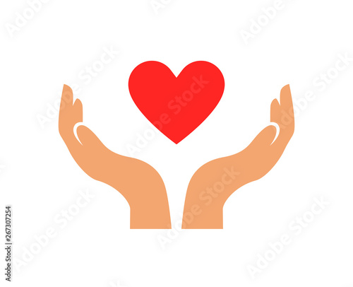 Hands with love heart  icon illustration isolated on white background