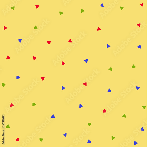 Multicolored Triangle Shape Confetti or Broken Glass Scattered Yellow Tone Design business concept. Business ad for website and promotion banners. empty social media ad