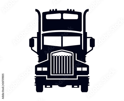 Semi truck lorry silhouette  on white background