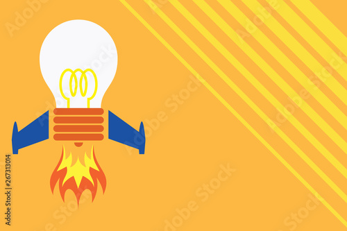 Top view launching bulb rocket fire base. Starting new project. Fuel idea Business Empty template for Layout for invitation greeting card promotion poster voucher