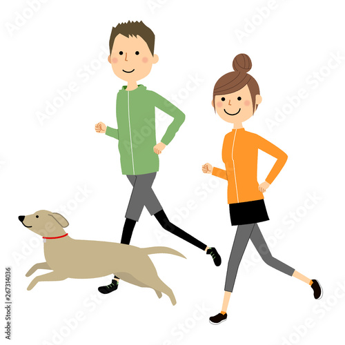 若いカップル　ジョギング