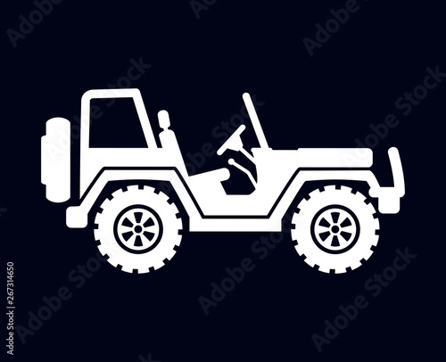 4 by 4 Jeep truck isolated on black background