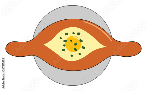 Hot adjar khachapuri , vector or color illustration