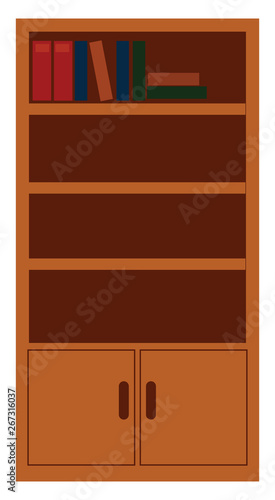 Wooden bookcase , vector or color illustration