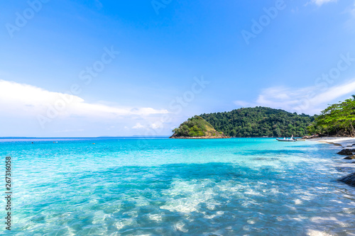 beautiful beach view Koh Chang island seascape at Trad province Eastern of Thailand on blue sky background , Sea island of Thailand landscape © suphaporn