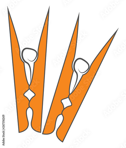 Wooden cloth peg , vector or color illustration