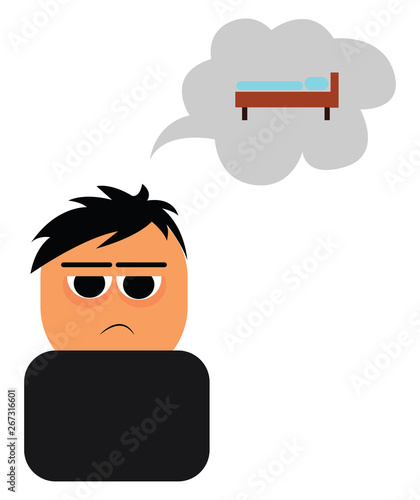 boy feeling fatigue , vector or color illustration