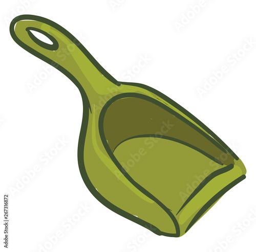 Green dustpan , vector or color illustration