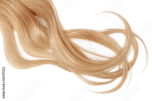 Long blond hair isolated on white background.