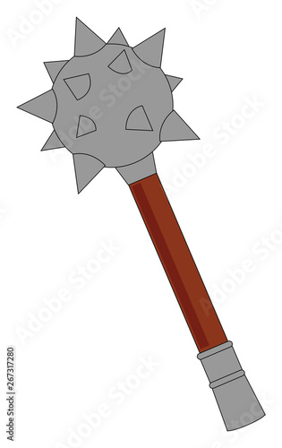 Clipart of the blackened steel ball with spikes, mace, vector or color illustration