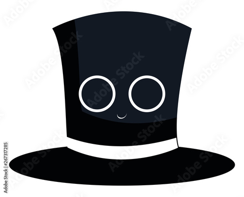 Emoji of the smiling black magician cartoon hat, vector or color illustration
