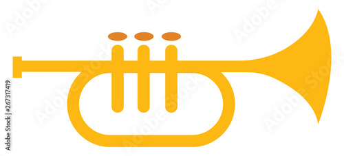 Clipart of the musical instrument, trumpet, vector or color illustration