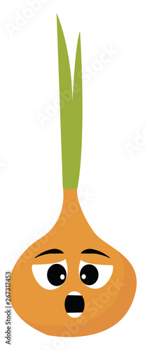 Emoji of an astonished onion, vector or color illustration