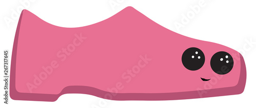 Emoji of the smiling pink shoe, vector or color illustration