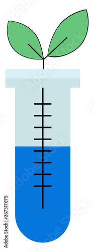 Clipart of a plant in graduated cylinders or test tubes, vector or color illustration