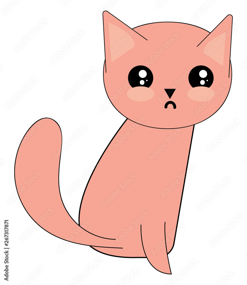 Emoji of a sad cat, vector or color illustration Stock Vector | Adobe Stock