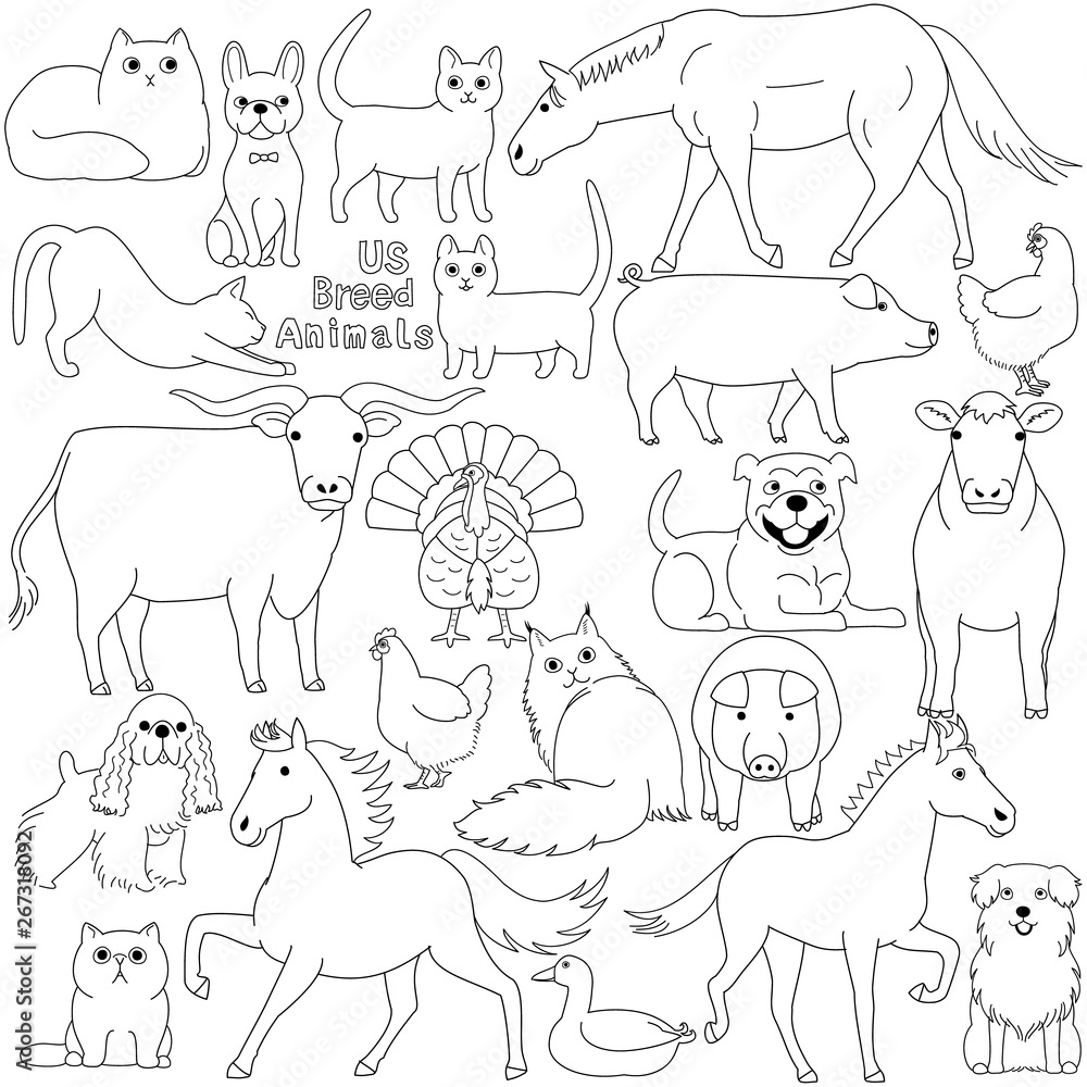 doodle of US breed domestic animals