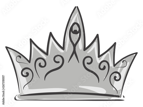 Painting of a silver crown, vector or color illustration